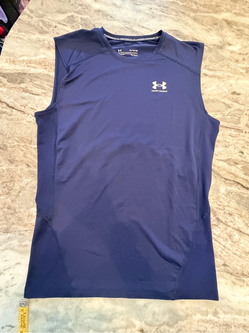 Under Armour XL Navy HeatGear Compression Sleeveless Training Shirt